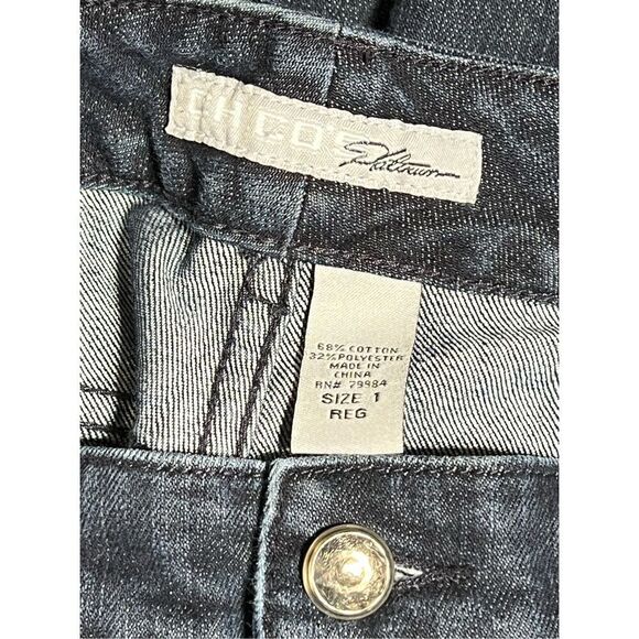 Chico's Platinum Rhinestone Embellished Jeans Size 1 - Picture 4 of 4